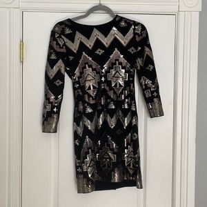 Express Black Sequin Mini Dress